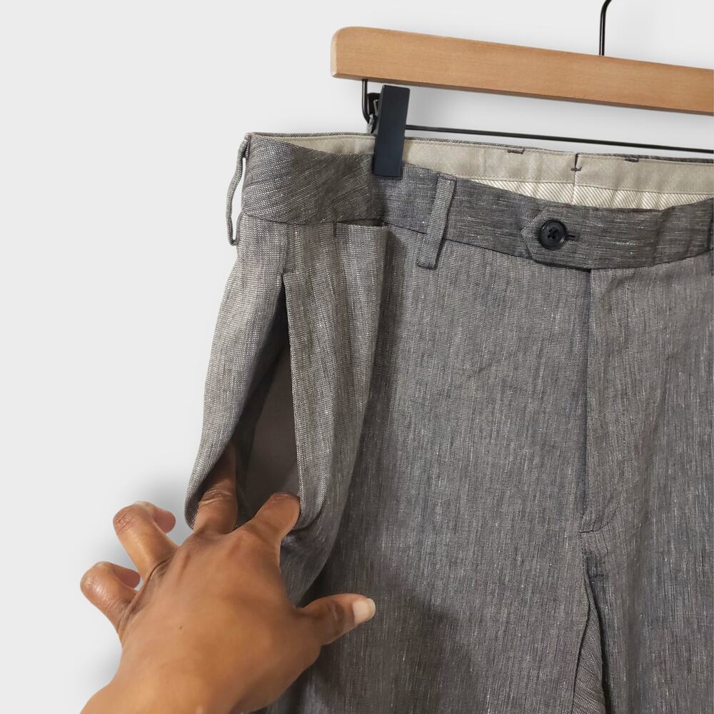 SOLD-Bonobos Mens Linen Blend Slim Trouser Pant Grey Sz 38x32 Preppy Workwear - Picture 4 of 14
